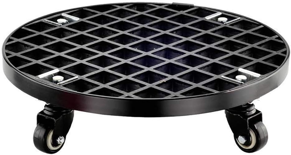 Plant Caddy Potted Plant Stand,Round Flower Pot Rack Planter Trolley with 360° Rotatingers Rolling Tray,Metal Plant Dolly with Wheels for Indoor/Black/36Cm Black-43Cm