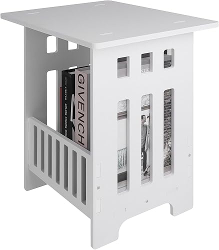 Miniatura 9 de Mesa auxiliar rectangular, mesa auxiliar con estante de almacenamiento de 13.4 x 10.2 x 15.8 pulgadas, mesita de noche pequeña para sala de estar,