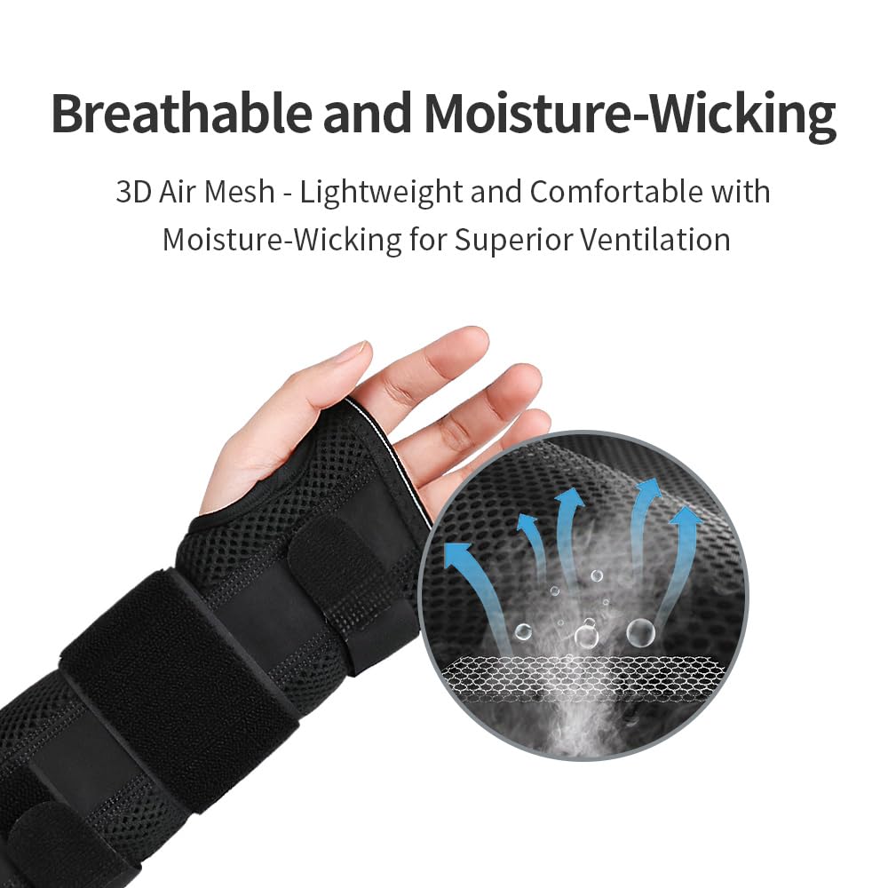 YAHA Wrist Supports for Carpal Tunnel Day Night Wrist Splint with 3 Stays for Men Women Breathable Wrist Brace for Arthritis Tendonitis - Image 3