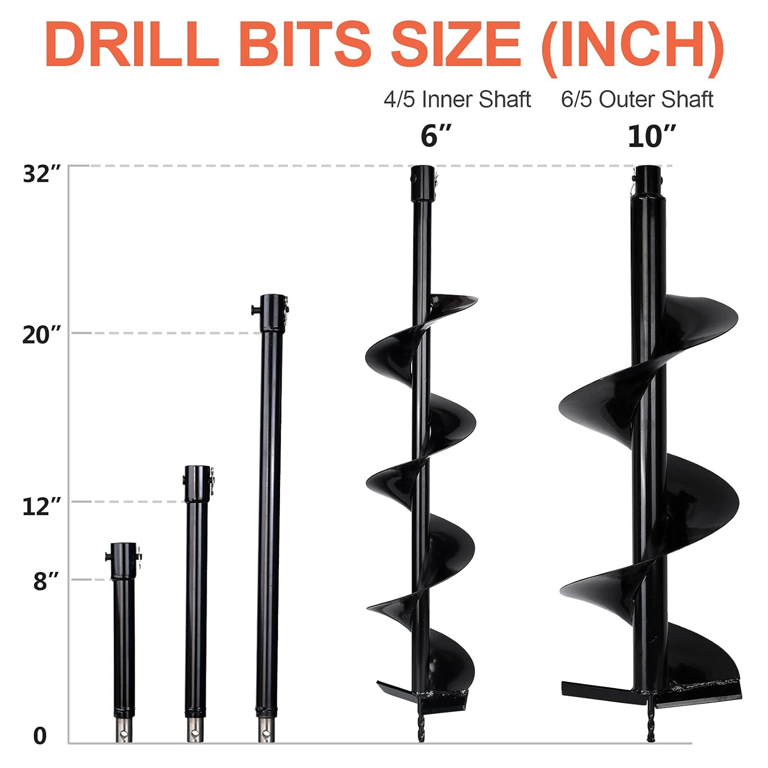 DC HOUSE 52CC 1800W Gas Powered Earth Auger Post Hole Digger, with 2 Drill Bits 6" 10" and 3 Extension Rods 8" 12" 20", Mixing Ratio 30:1, for Farmland Garden and Planting, EPA Certified