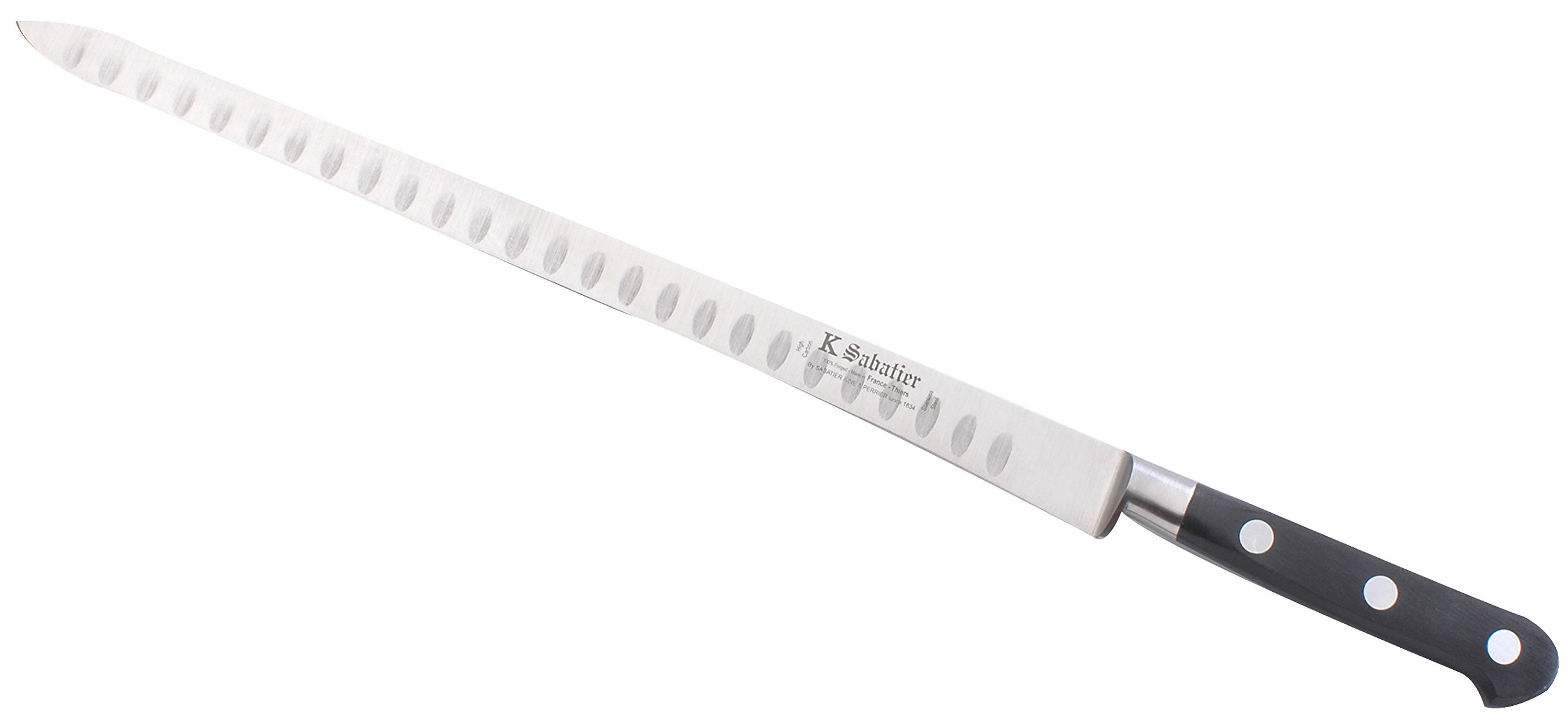 Couteau saumon 30 cm K Sabatier Authentique alvéolé acier inoxydable forgé