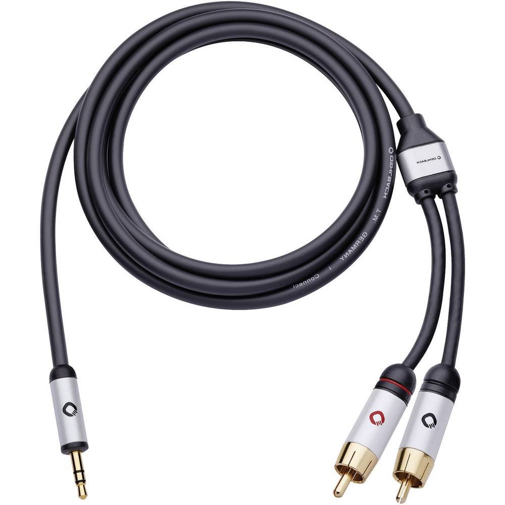 OEHLBACH i-Connect Audio Kabel J-35/R - Klinke 3,5 mm auf 2 x Cinch - analog - Stereo - schwarz - 5m