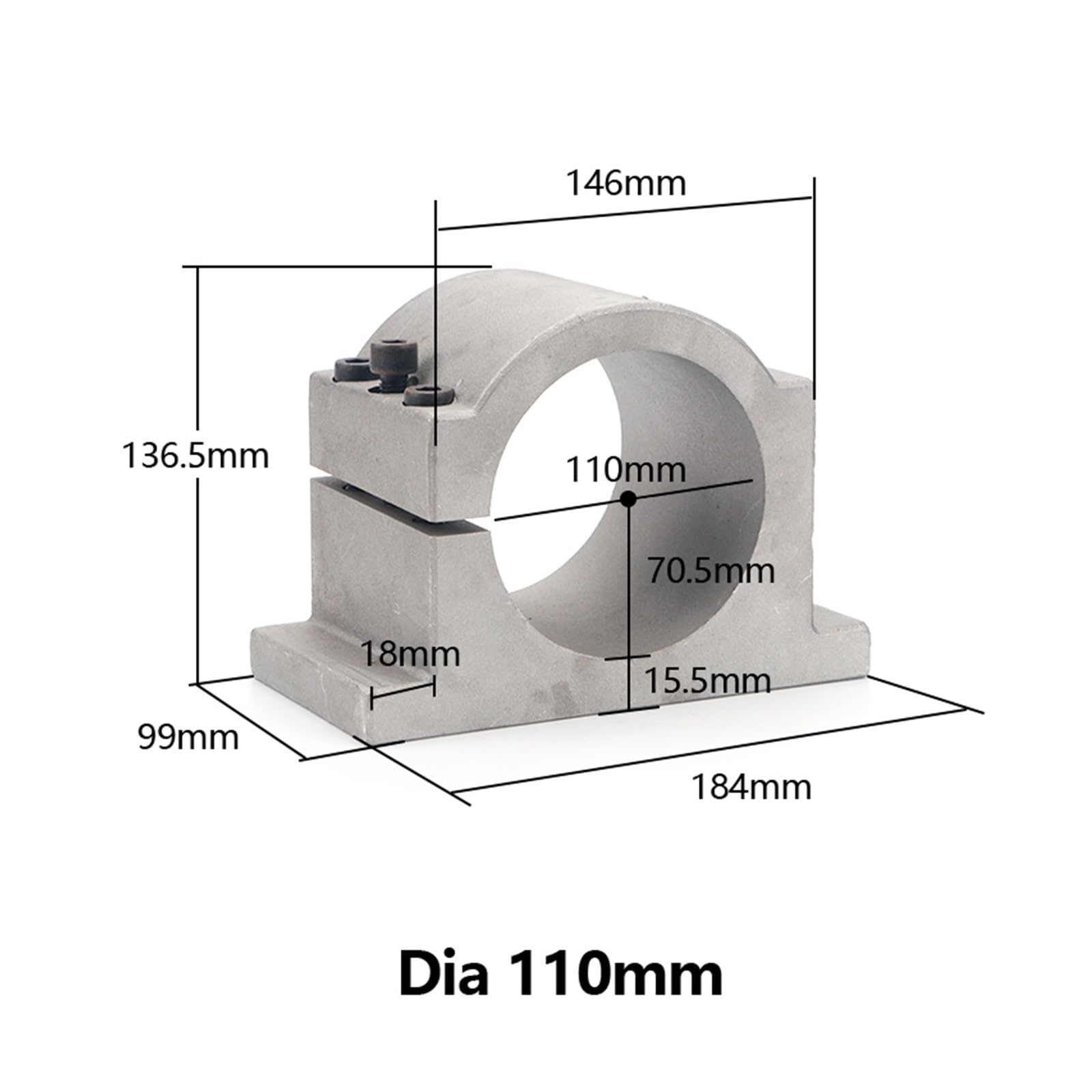 Soporte de motor husillo máquina de grabado Soporte de aluminio fundido D65-100mm de motor husillo CNC para router 1,5 kw 2, herramienta apriete para fresadora de grabado(Dia-110mm)
