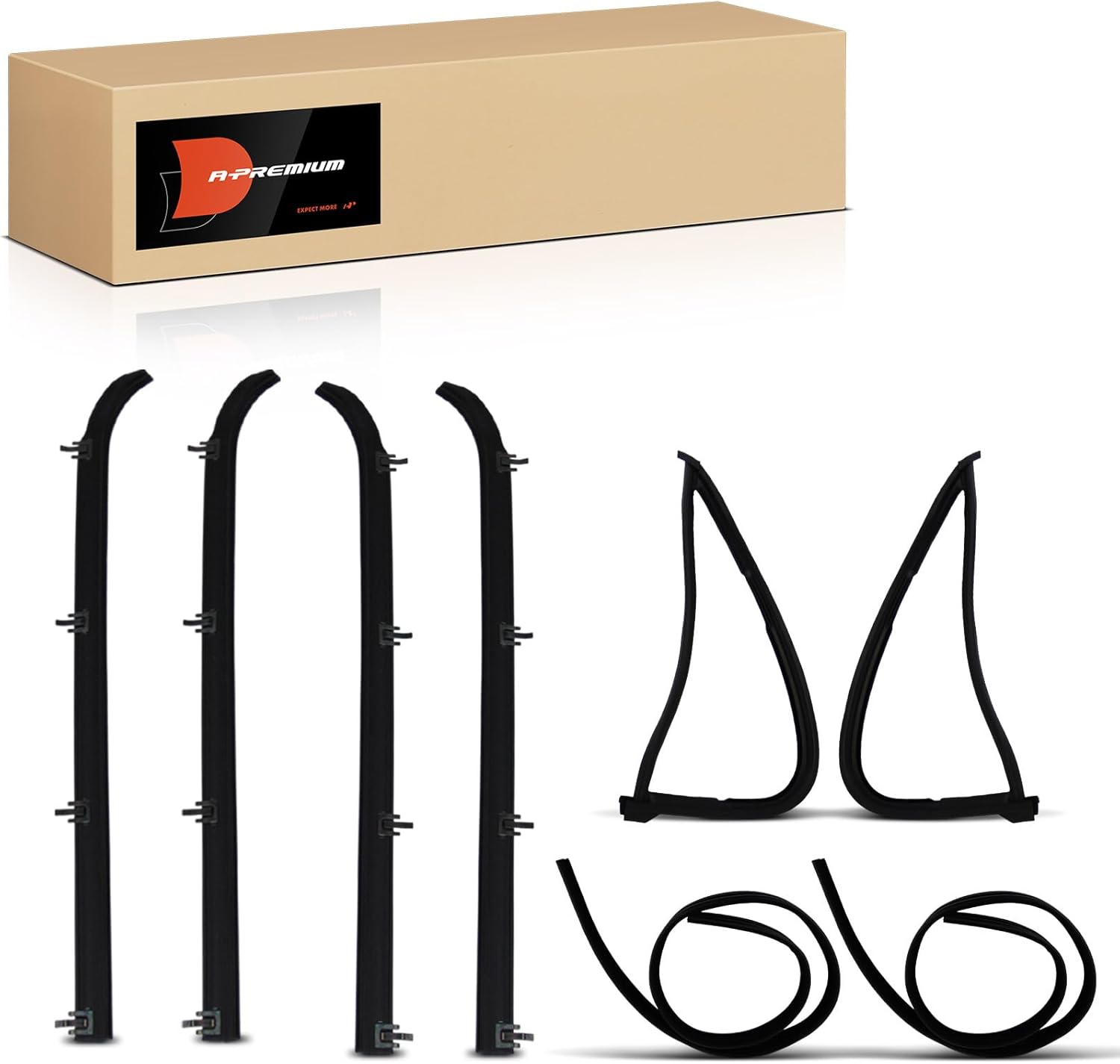 A-Premium 8PCS Door Seal Strip & Window Molding Trim Weather Stripping Kit Compatible with Ford F-150 F150, F-250 F250, F-350 F350, Bronco, 1980-1986