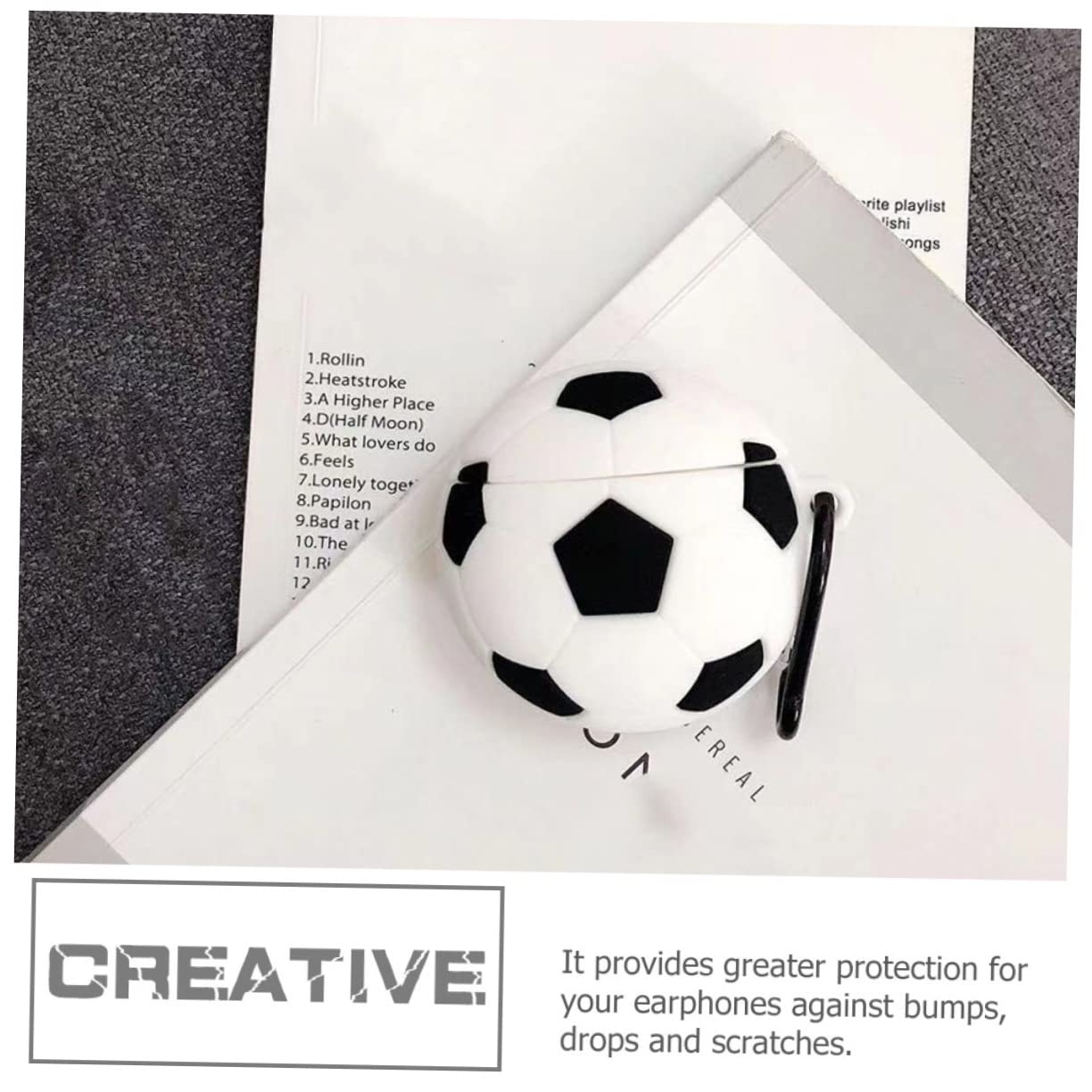 DOITOOL 4piezas Funda Protectora De Auriculares Inalámbricos Forma De Balón De Fútbol Compatible con Diseño Moderno y Práctico con Hebilla para Llevar Mochila