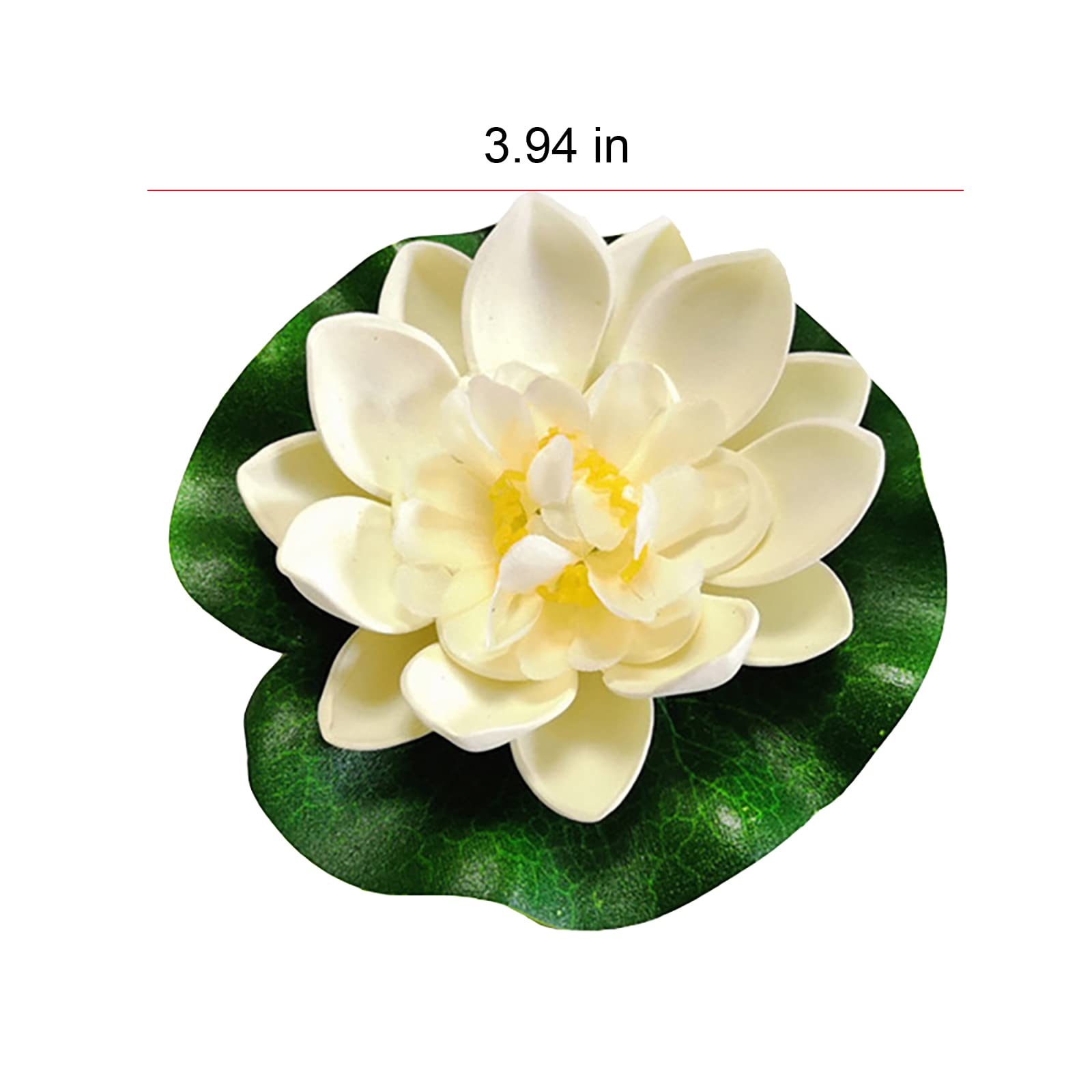 Emivery 12Pcs Floating Artificial Lotus Flowers White Plastic Lotus Flower with Water Lily Pad Fake Floating Flowers for Pool Home Home Garden Pond Decorations 4 Inch