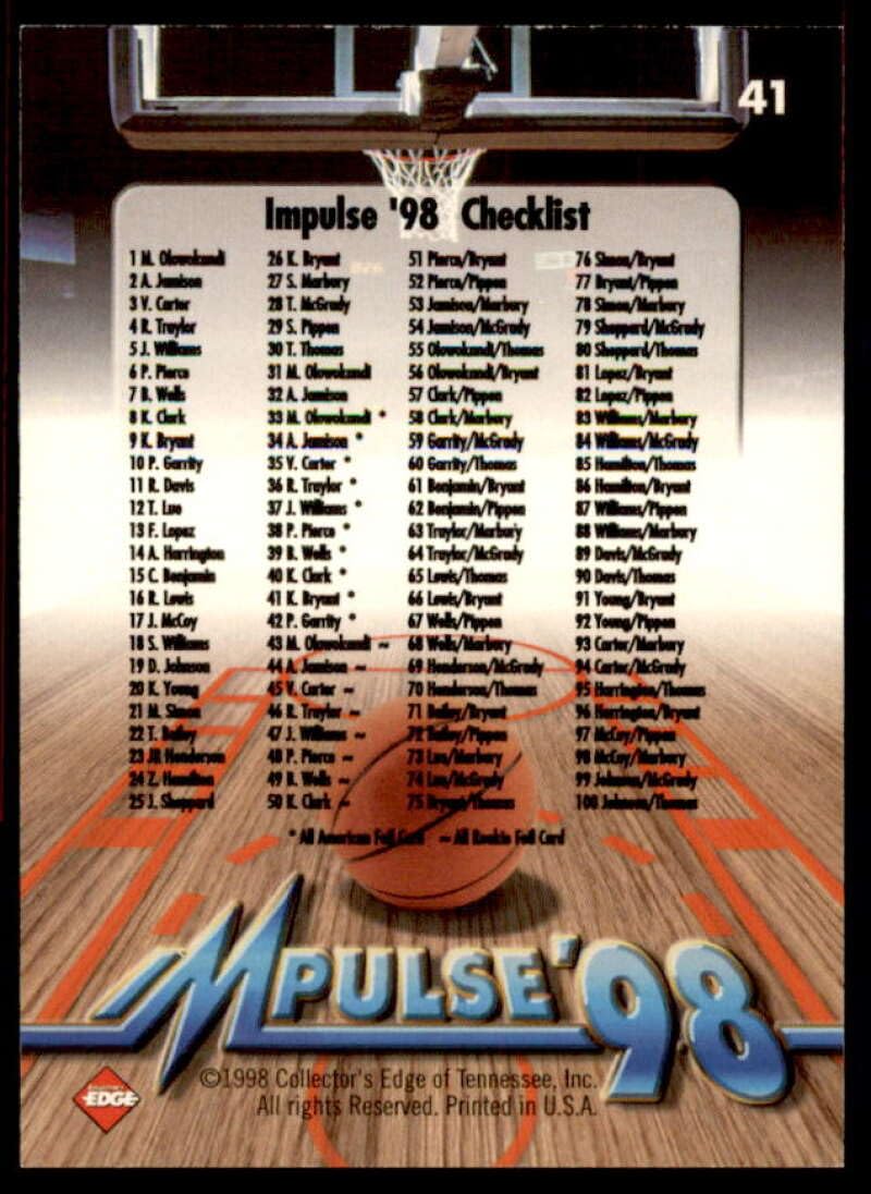 Amazon.com: Kobe Bryant CL Card 1998 Collector's Edge Impulse #41B