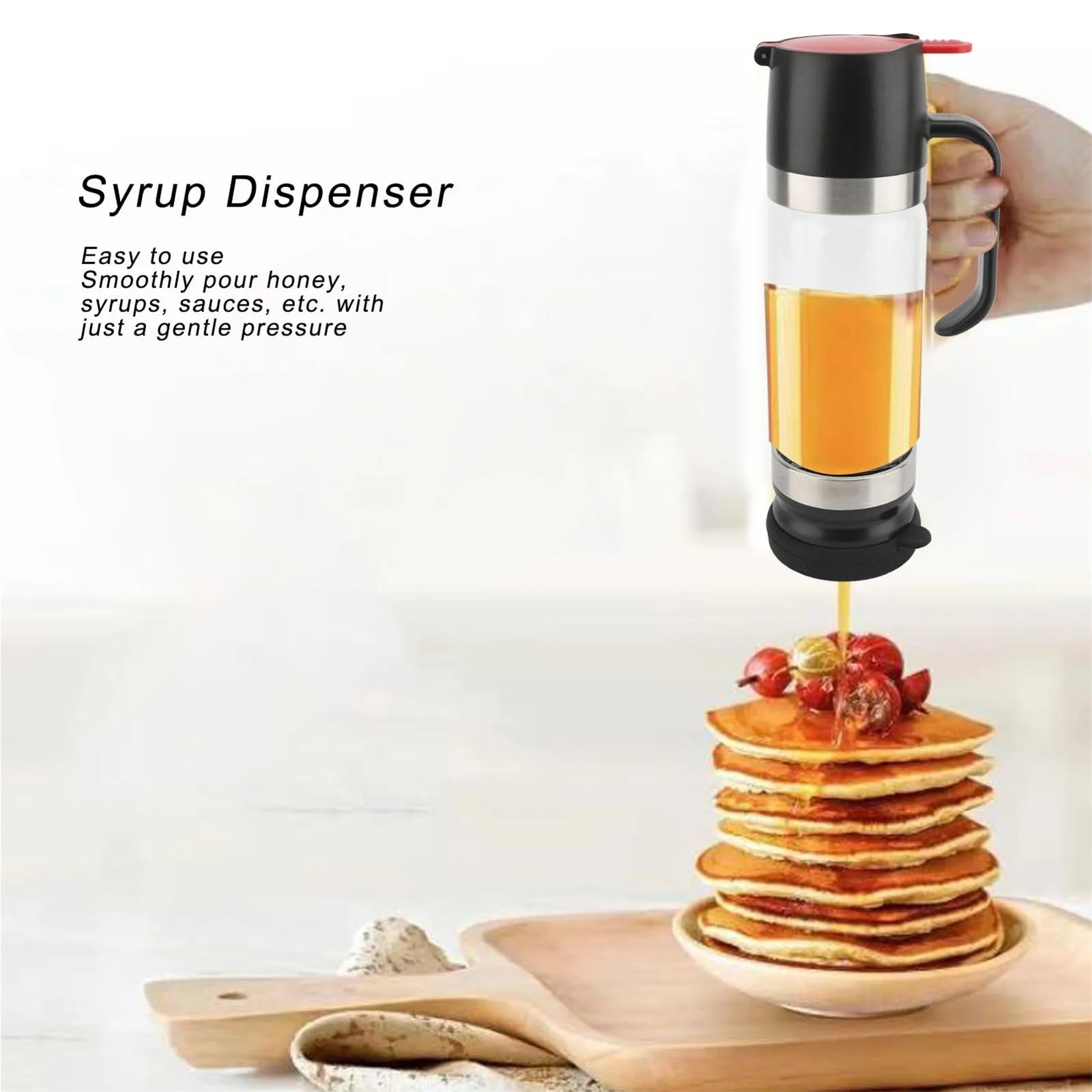 Dispensador De Miel Dispensador de miel, jarabe vidrio transparente 350ml con asa, contenedor for evitar goteos, for cafeterías, restaurantes y hogares