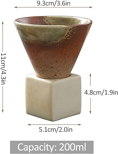 Miniatura 2 de Taza de café de cerámica gruesa con base, taza de porcelana creativa con forma de cono triangular de 6.8 fl oz, tazas pequeñas personalizadas para