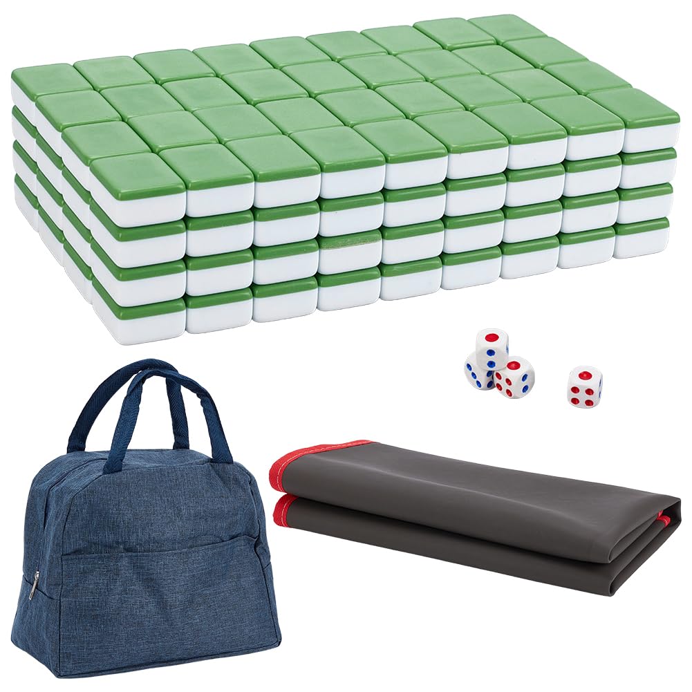WADORN Compact Chinese Mahjong Set 144 Durable Melamine Resin Tiles