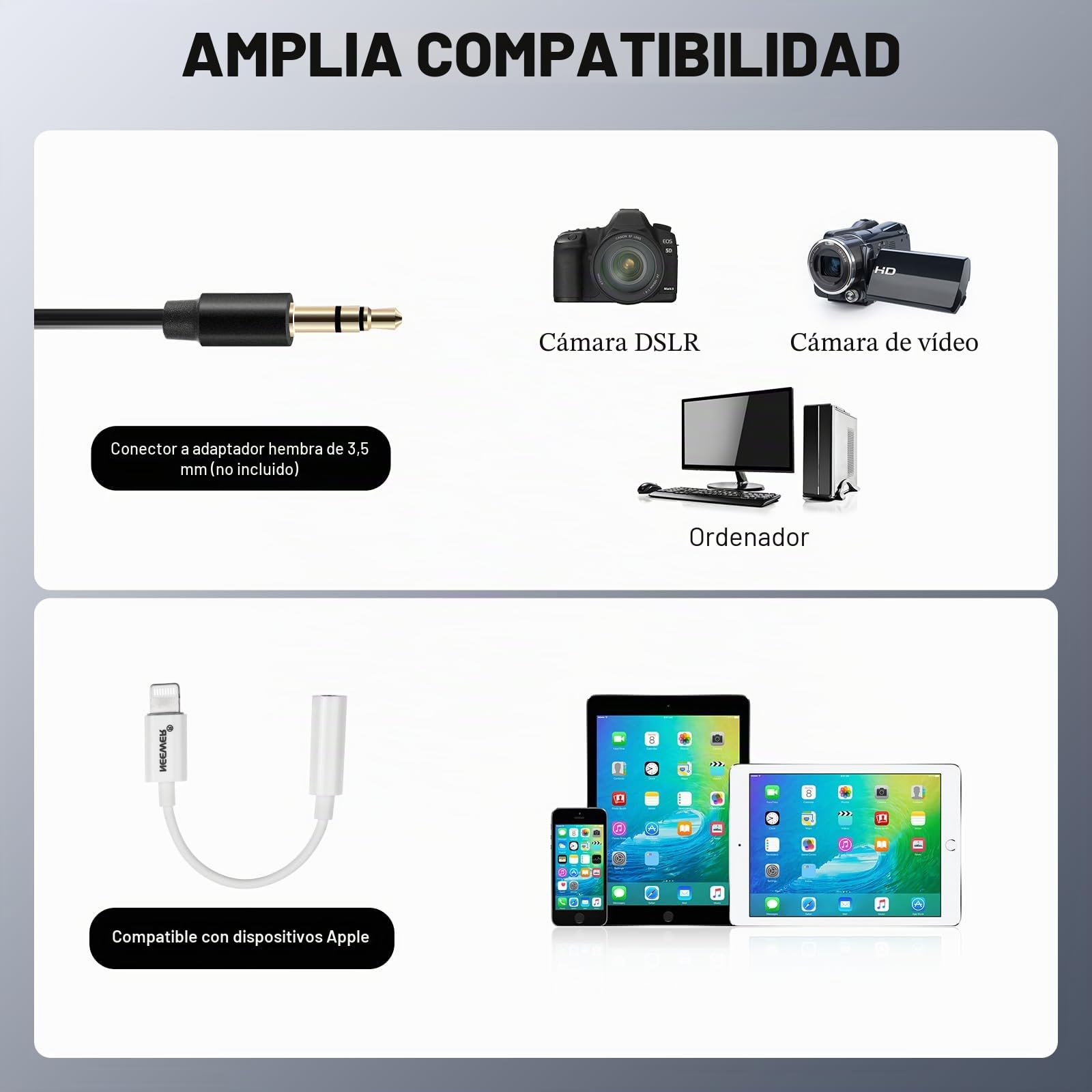 NEEWER Paquete de 2 Micrófonos Solapa Lavalier Compatibles con Micrófono Inalámbrico Rode Wireless GO II Wireless Pro DJI, Condensador Omnidireccional TRS 3,5mm con Clip On Lav Mic para YouTube, CM5