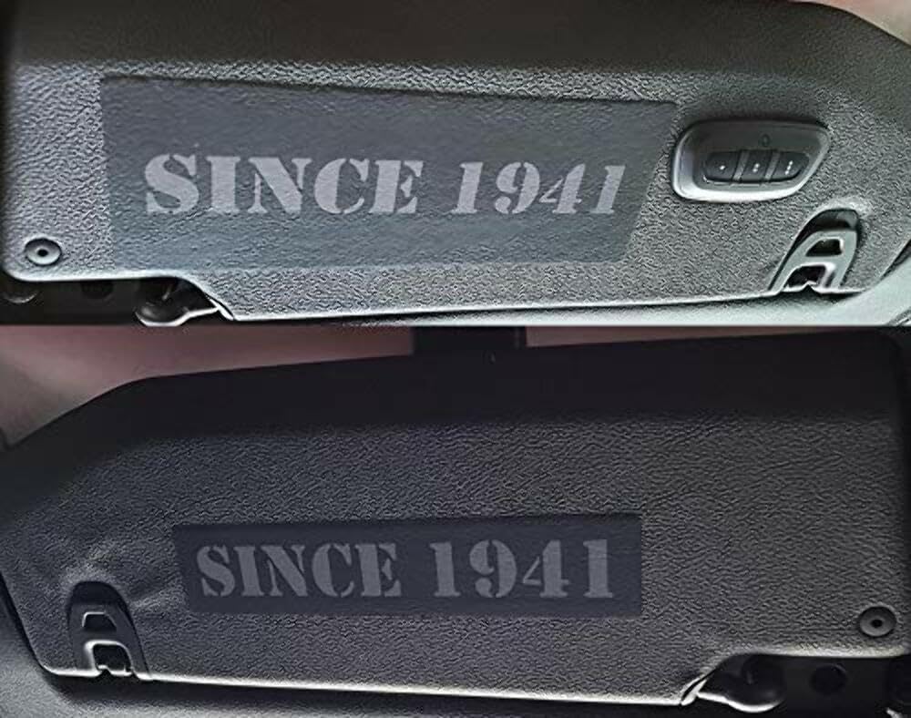 Sun Visor Warning Label Since 1941" Blackouts fits 2018-2023 Jeep Wrangler JL (with Homelink)