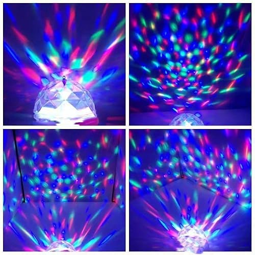 Miniatura 5 de Paquete de 2 bombillas LED giratorias de color E26 para fiesta, luces de escenario de múltiples cristales para discoteca, bombilla estroboscópica