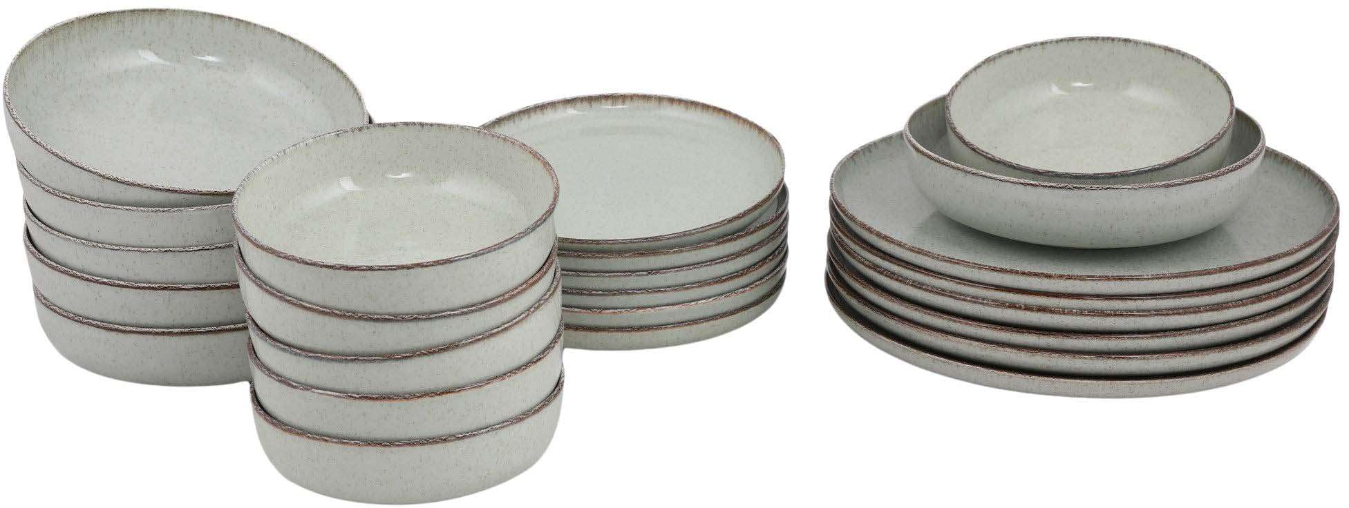 Porcelaine 24 pièces Hanah Home Point vert haute résistance pour table chic
