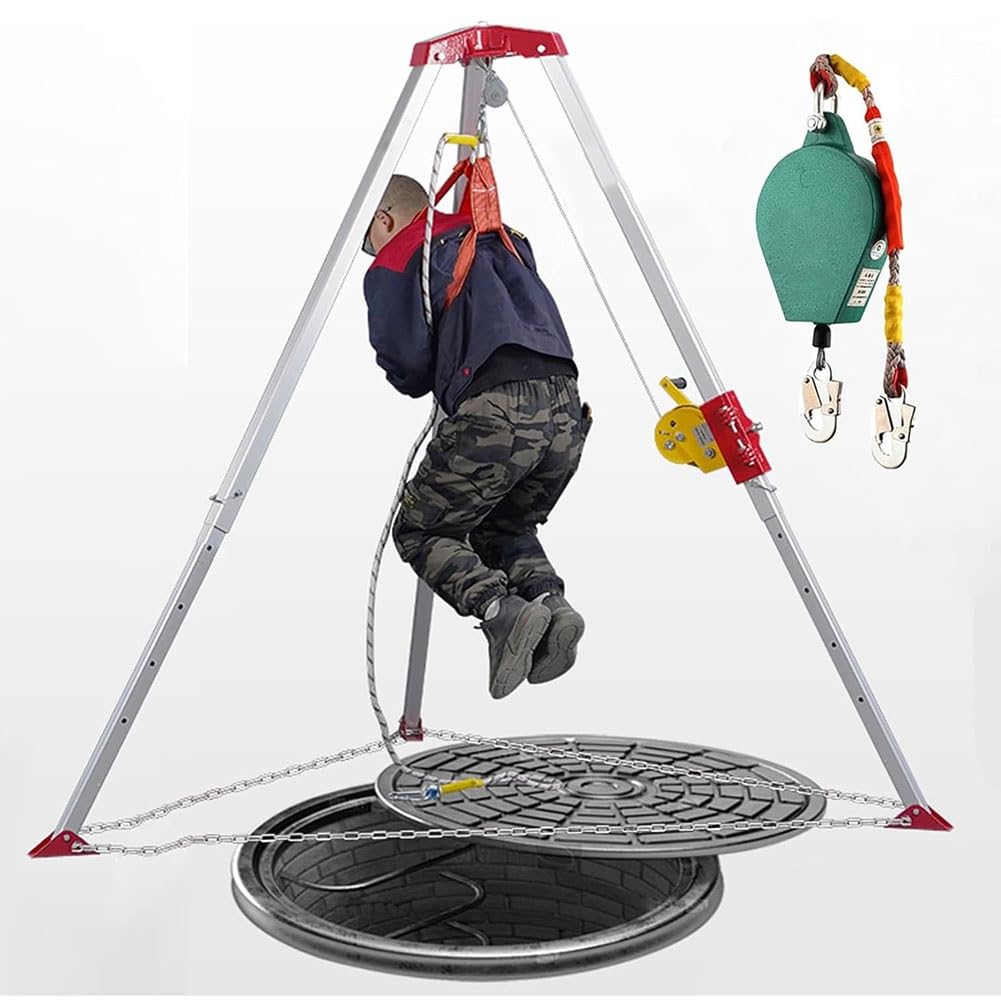 WXPGFEQ Tripod Rescue System for Confined Spaces - Fall Protection Safety Equipment for Emergency Situations Compliant with Safety Standards