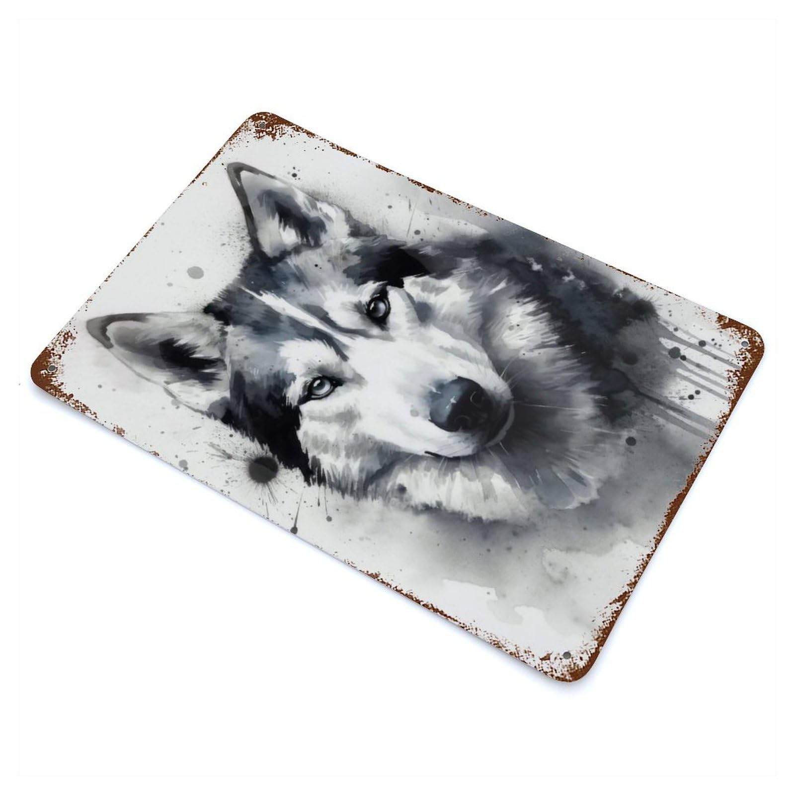 Siberian Husky Dog Art 11.8"x7.9" Decorative Tin Sign, Classic Wall Plaque for Cafe, Home Bar And Lounge Decor