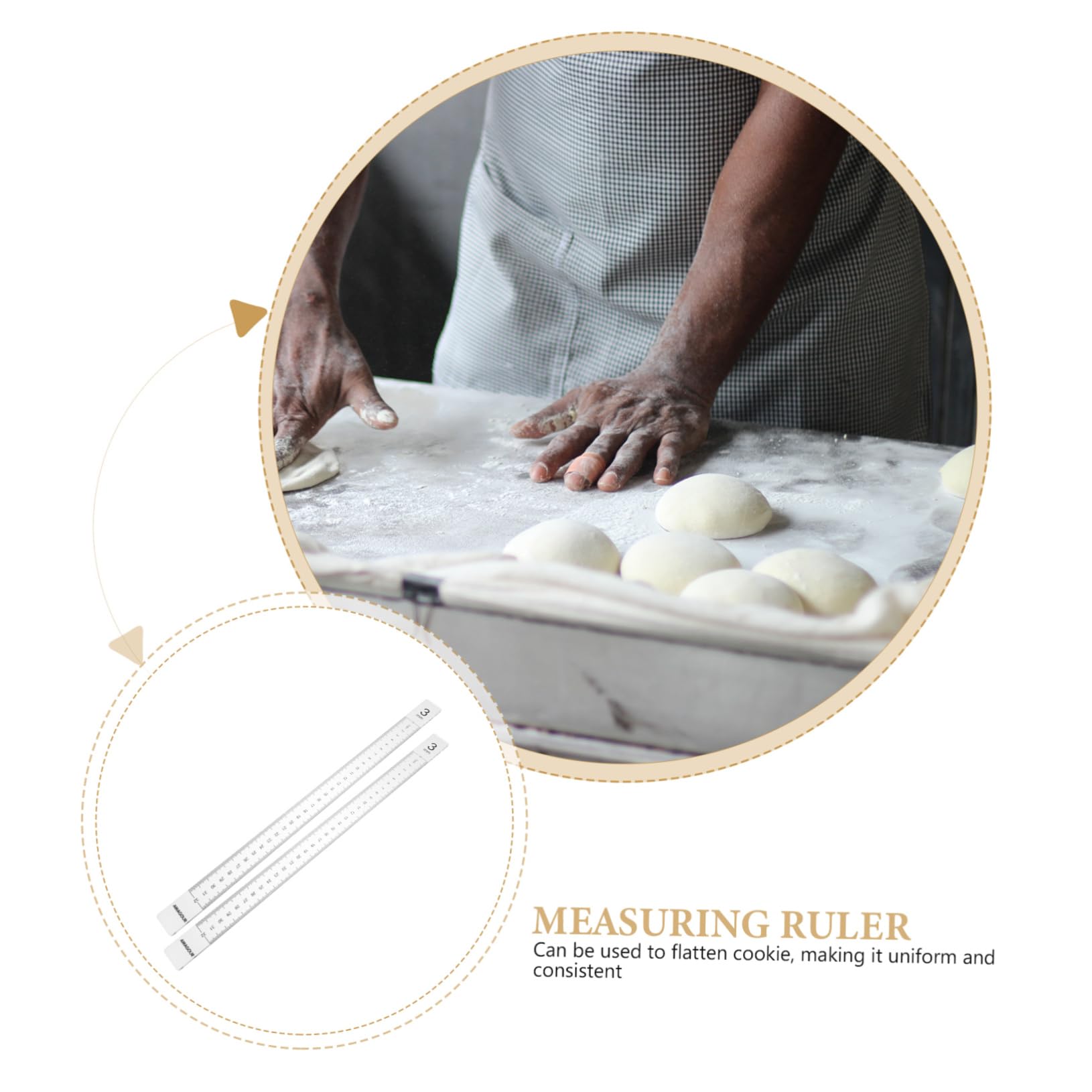 MAGICLULU 5pares Guía De Medición Para Masa De Galletas Con Escala Graduada De Rodillos Antiadherentes Para Hornear Herramientas De Cocina Para Grosor Uniforme Para Repostería y