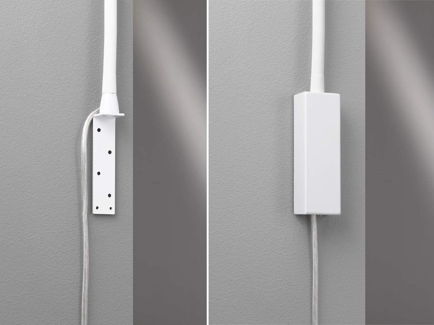 2er SET Leselampen für Bett- oder Wandmontage mit Kabel & Stecker, Weiß