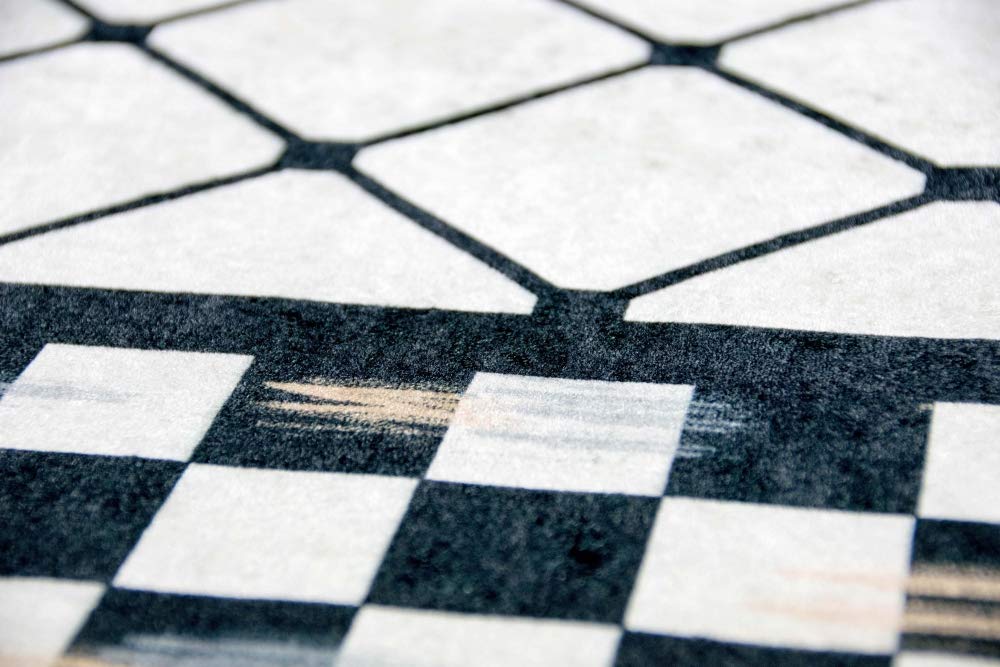 Tappeto moderno tappeto da salotto lavabile karo nero Größe 120x160 cm