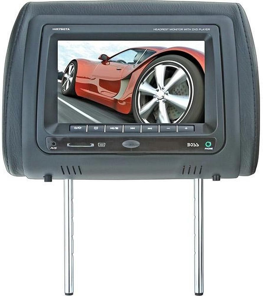 BOSS Audio Systems HIR7BGTM 7 Inch Widescreen Single Universal Headrest Monitor, Wireless Remote, includes Black, Gray, Tan interchangeable skins