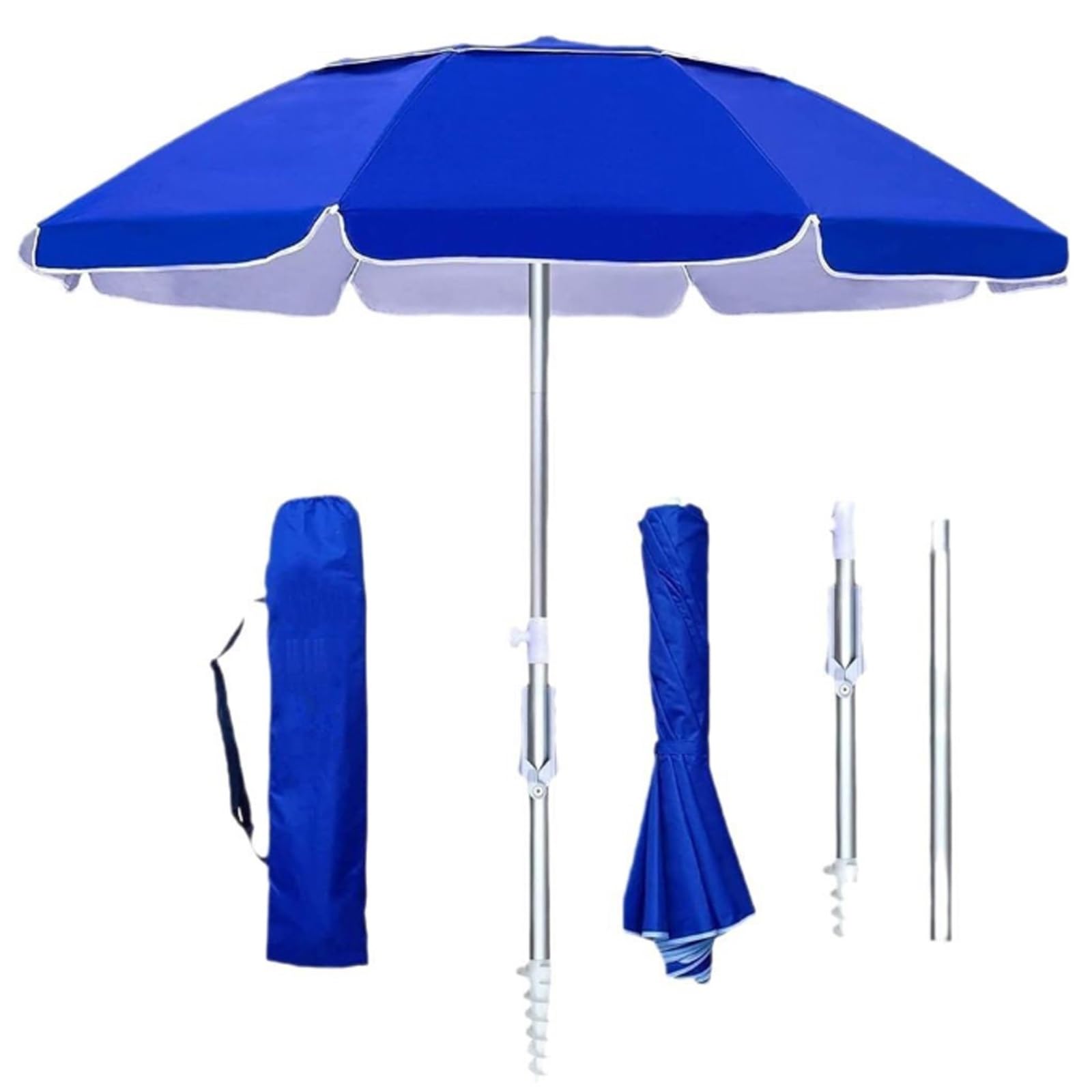 Ombrello portatile da esterno con protezione UPF 50+, struttura in metallo, pulsante di inclinazione regolabile, borsa da viaggio perfetta per patio, giardino, spiaggia, piscina, cortile, blu scuro