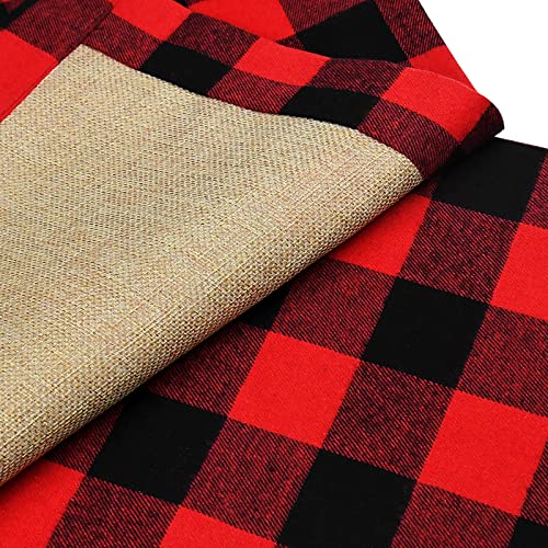 Senneny Set of 6 Christmas Placemats Buffalo Check Placemats Red Black Plaid Reversible Burlap & Cotton Placemats for Christmas Holiday Table Home Decoration