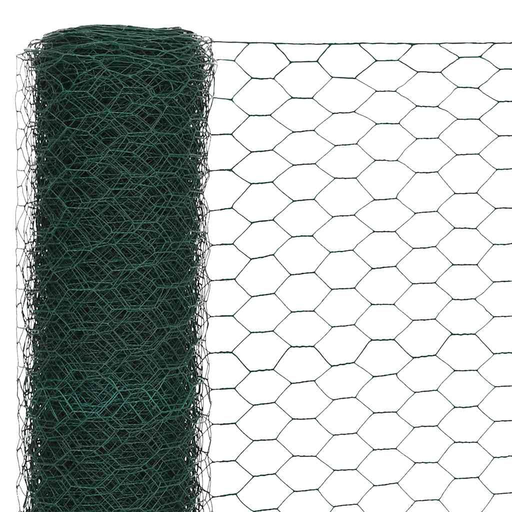 Valla de alambre recubierto de PVC, 25 x 0,9 m, color verde, para pajareras y gallineros, 5 m, valla de alambre galvanizado verde con revestimiento de plástico