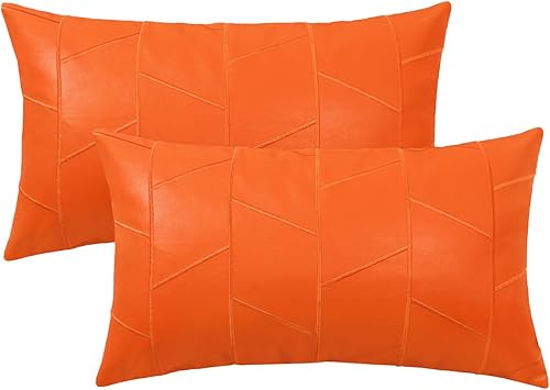 Miniatura 216 de BRAWARM Fundas de almohada de piel sintética de 18 x 18 pulgadas, fundas de almohada de cuero negro, paquete de 2, almohadas decorativas de cuero