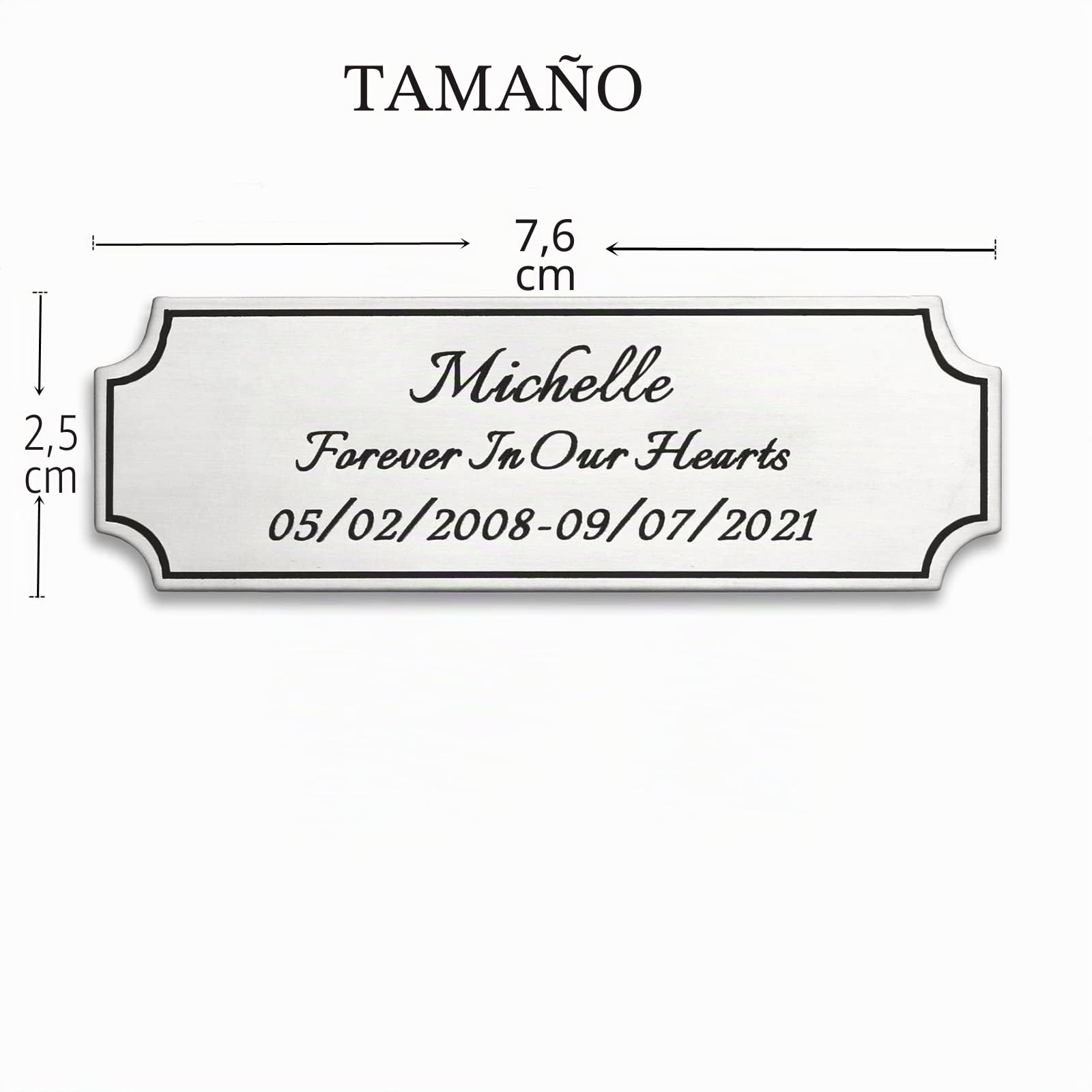 2.5 x 7.6 CM Placa Grabada Elegante Personalizable, Placa de Nombre Conmemorativa Personalizada para Trofeos, Marcos, Urnas, Placa Grabada con Láser de Latón o Acero