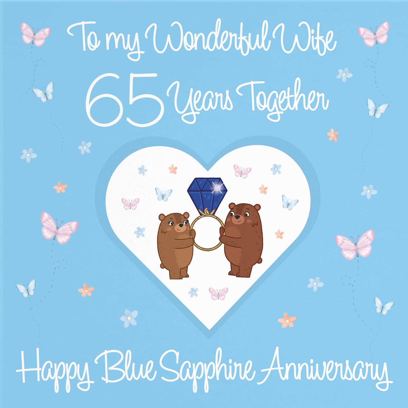 Hunts England, Wife 65th Anniversary Card, 65 Years, Blue Sapphire Anniversary, Romantic Meadows, Fun Card - Image 2