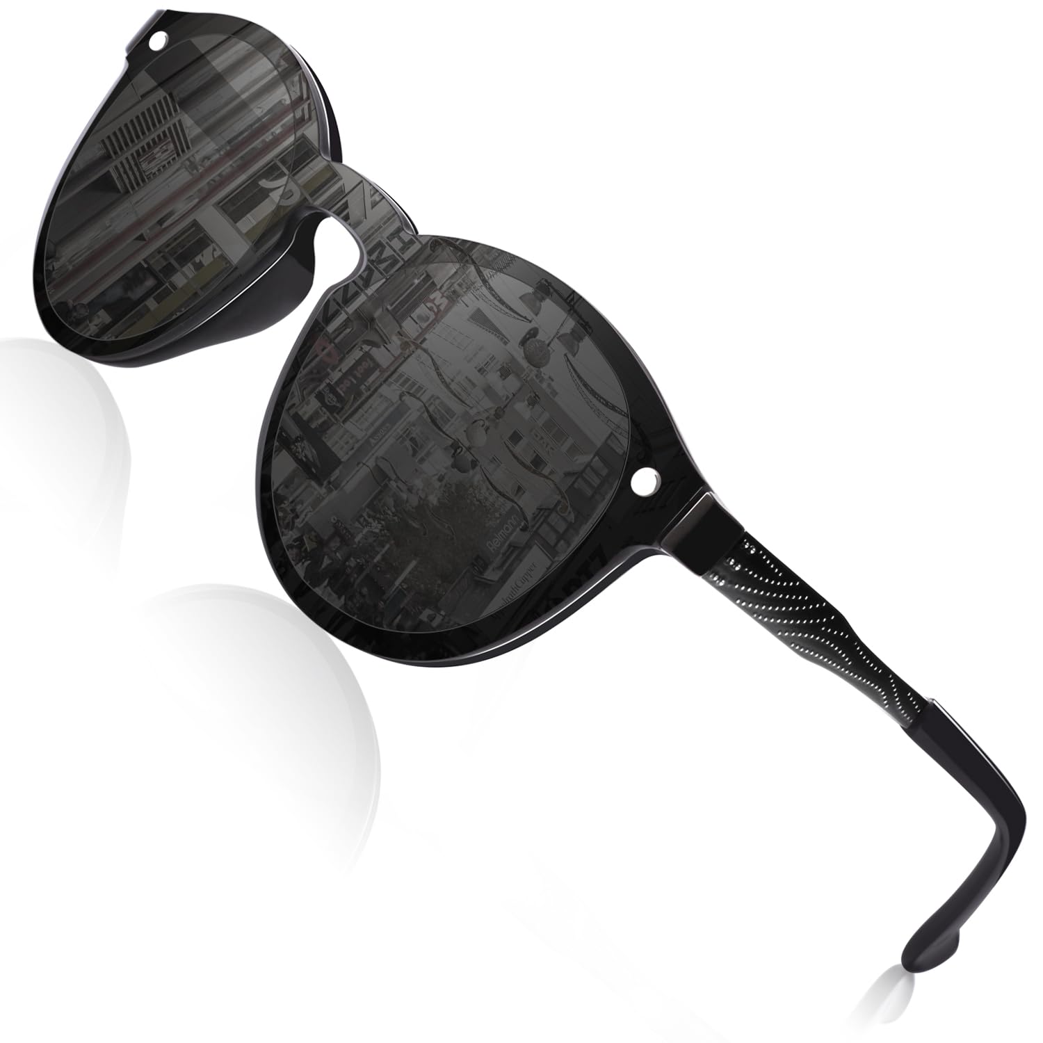 GQUEEN Sonnenbrille Damen Herren Verspiegelt Groß Rund UV400