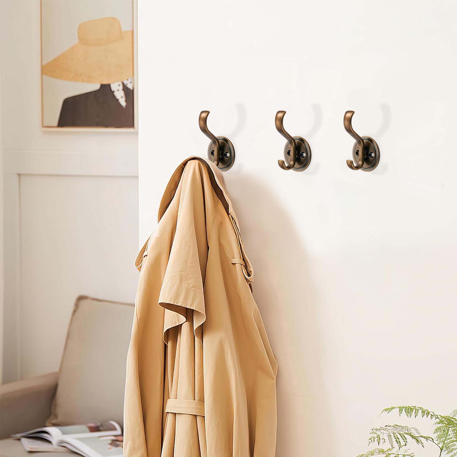 KHTUMEWARE-KH359 Antique English Brass Coat/Robe Hooks 5-Pack in Antique English Brass — KHTUMEWARE