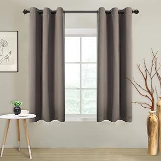 MYSKY HOME Blackout Curtains for Living Room Thermal Insulated Room Darkening Solid Grommet Drapes for Bedroom, 1 Curtain Panel, 42 x 63 Inch, Taupe