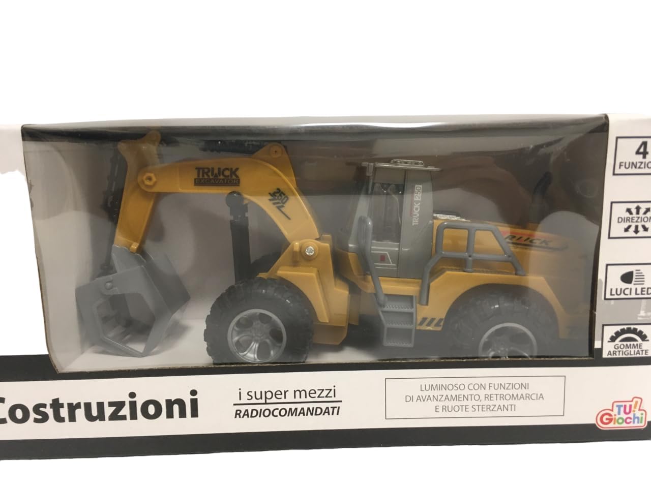 Ruspa Escavatore Giocattolo Radiocomandato RC con Luci LED Mezzi Cantiere Telecomandati Bambini Bulldozer Trattore Scavatrice Ruspa Radiocomandata Mezzi Lavoro Martello Pneumatico Porta Tronchi (B)