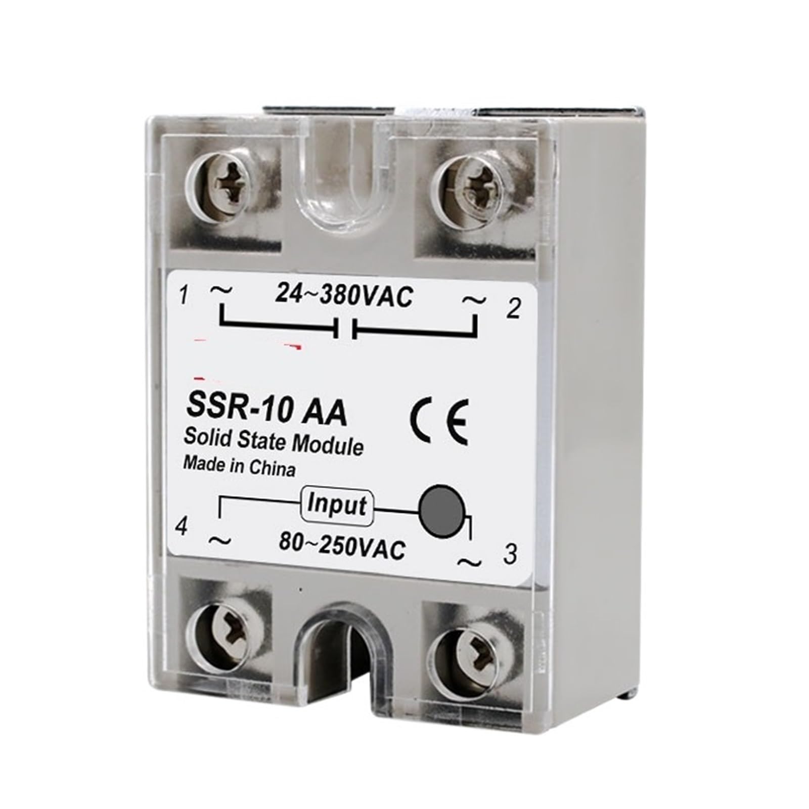 Relé de Estado sólido (10 Unidades, 10 A, 25 A, 40 A, 50 A, 60 A, 80 A, 100 A, CC a CC, CA a CA, módulo de relé monofásico de CC a CA, 24-380 V CA)(10PCS SSR-10A)