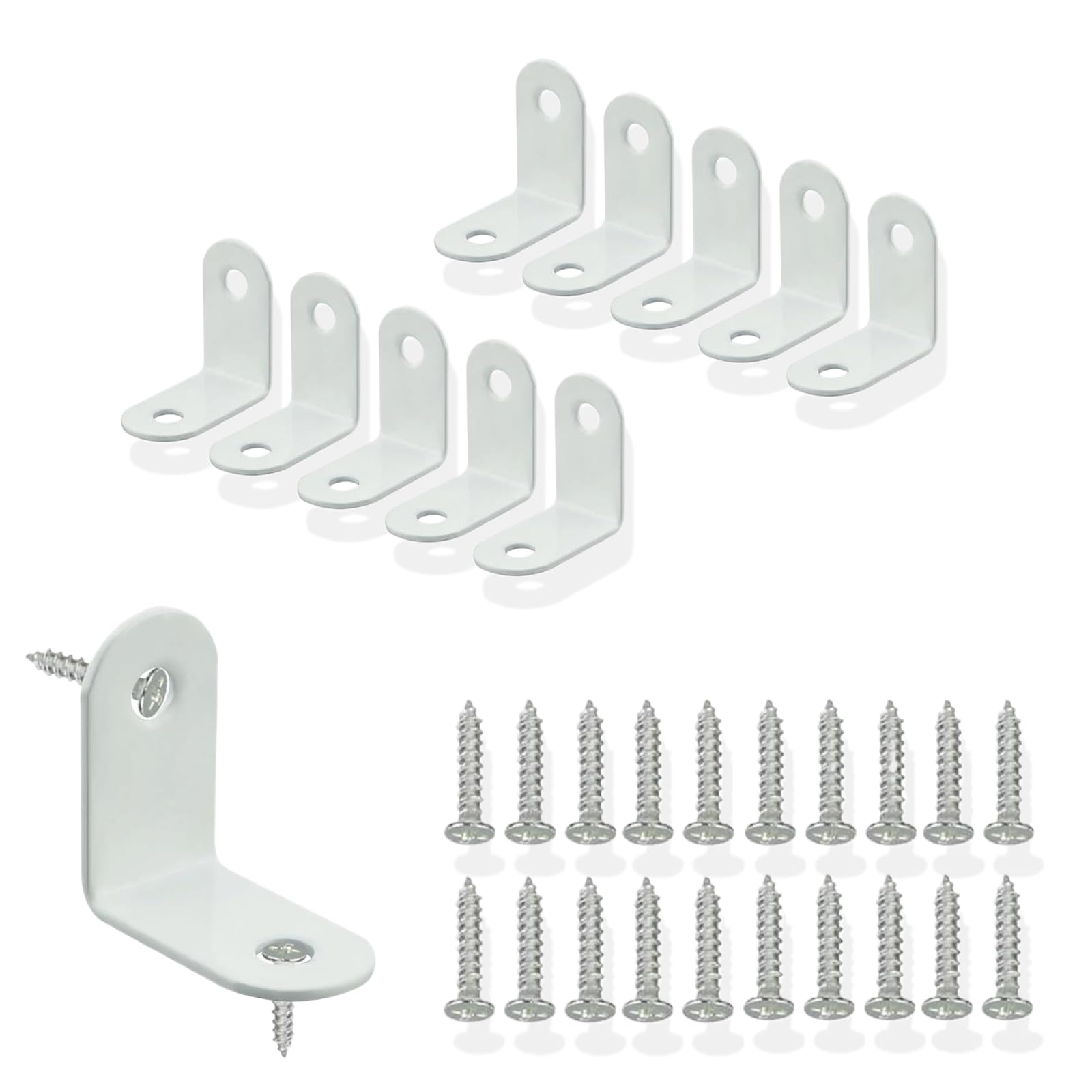 Fkizanthene White Corner Brackets 10Pcs 90 Degree L Shaped Bracket 32X32mm Metal Angle Brackets With Screws For Wood Furniture And Shelf Fixing