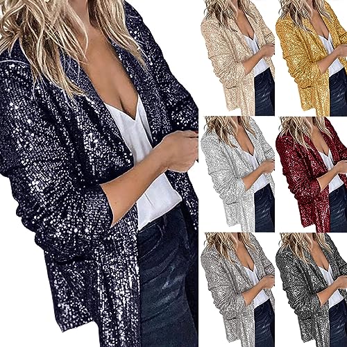 Sequin Jackets for Women Glitter Sparkly Jacket Cardigans Long Sleeve Open Front Blazer Ladies Evening Party Blazers4