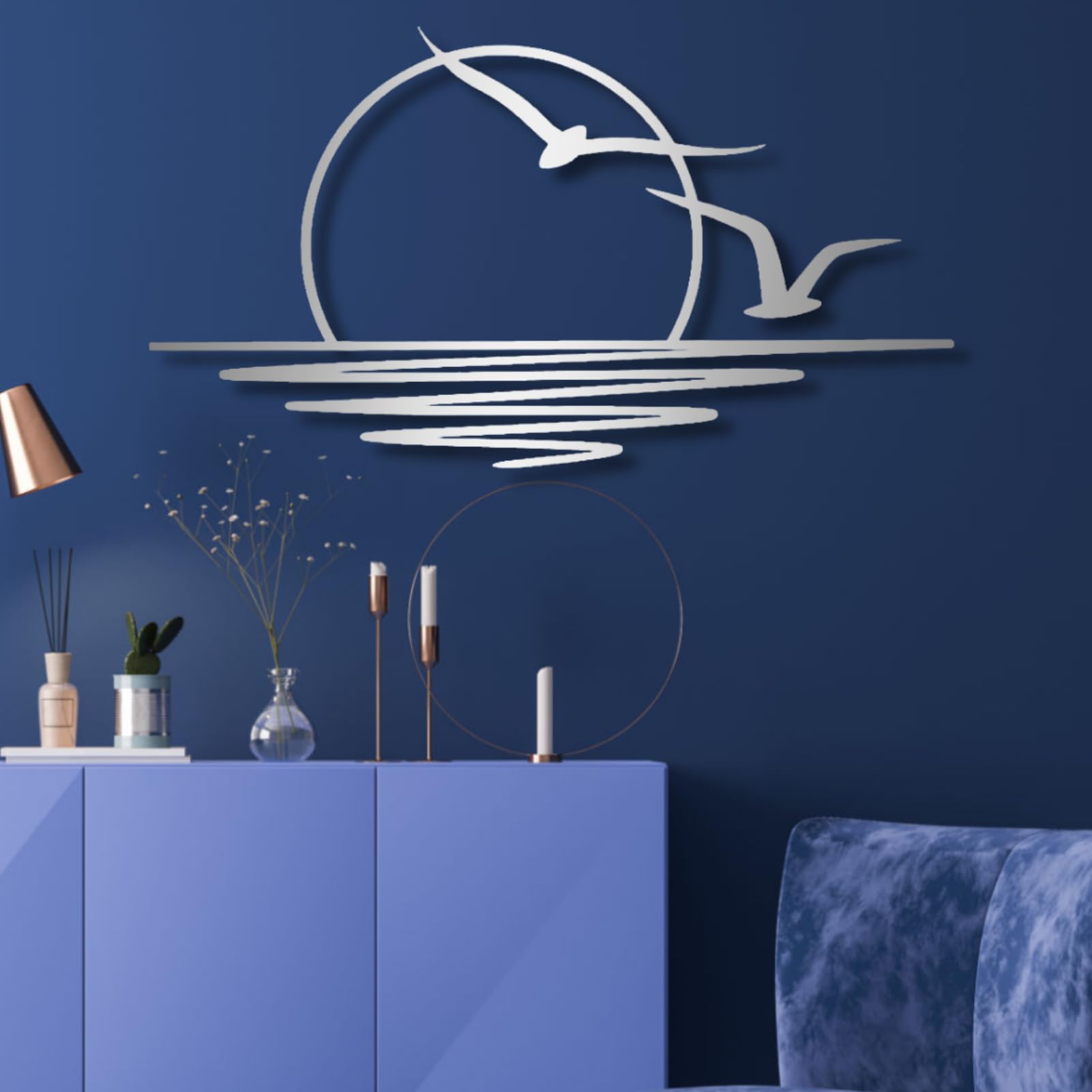 Sunrise Metal Wall Art, Seagulls & Sunset Metal Wall Decor, Sun Wall Art, Sunrise Wall Decor for Bedroom, Bathroom, Living Room, Home Decor,
