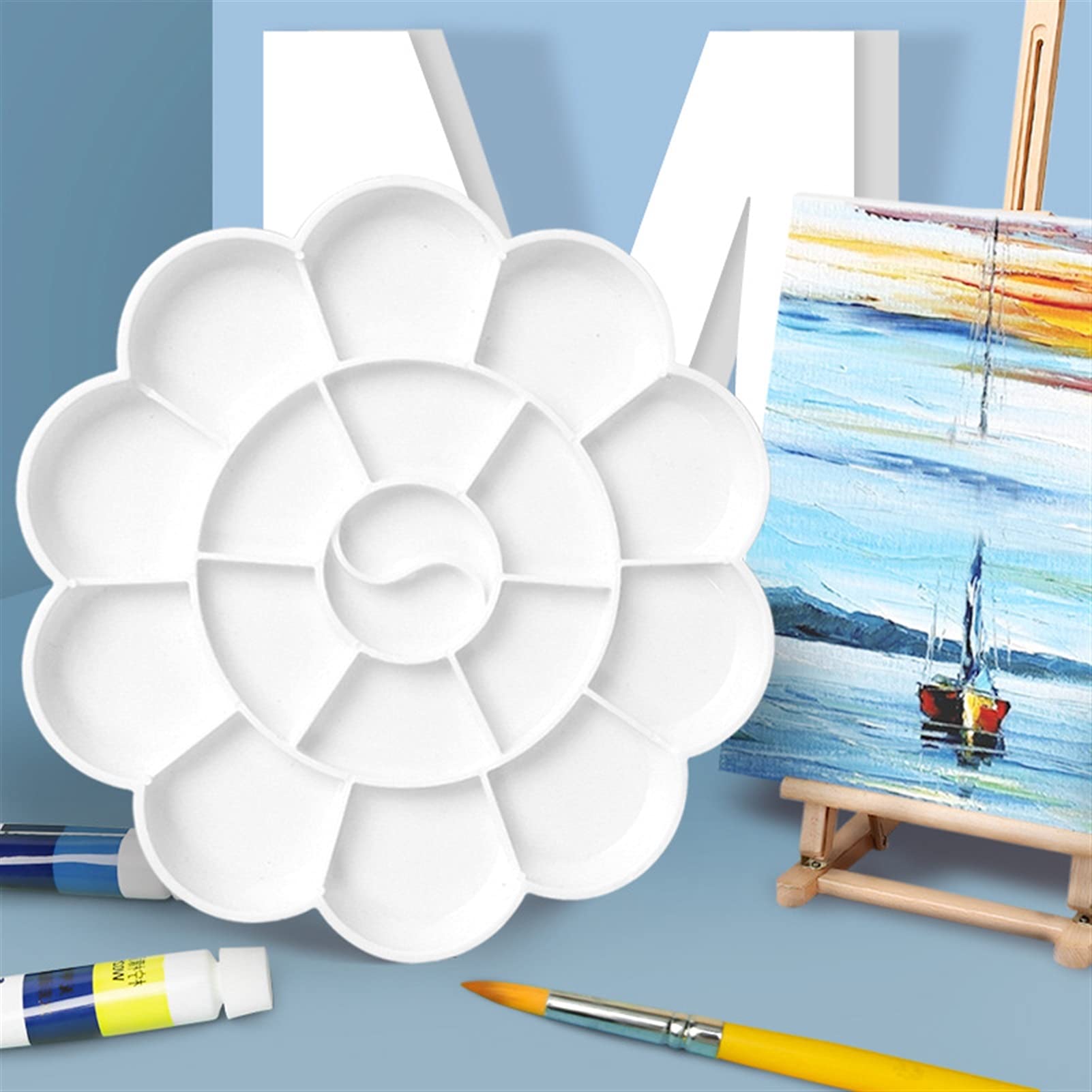 6pcs Palette De Peinture, 7 "Palette Aquarelle en Plastique Paquet De Peinture Réutilisable for Les Enfants Aqurylic Aquarelle Peinture À l'huile Couleur De Couleur DIY Artisanat d'art