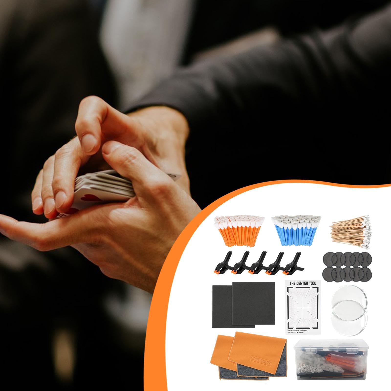 100 Pezzi Kit per La Cura delle Carte Collezionabili con Panno Pulente Accessori di Manutenzione Strumenti di Riparazione Scatola di Conservazione