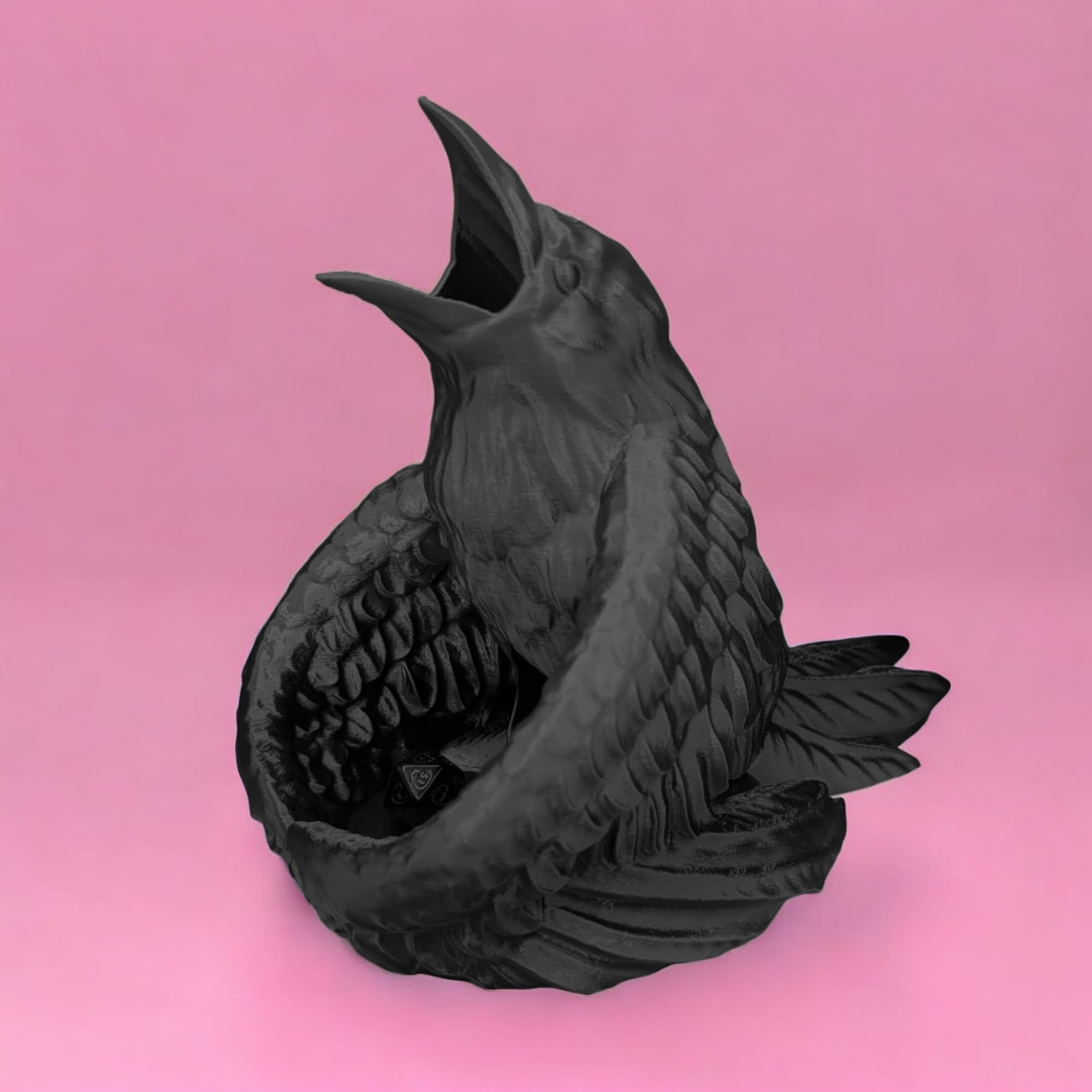 Incantevole torre di dadi Raven per appassionati di giochi di ruolo, accessorio perfetto per dungeons and dragons, ideale per DND, corvo, uccello, gotico, dadi e regali, Warhammer, giochi fantasy, da