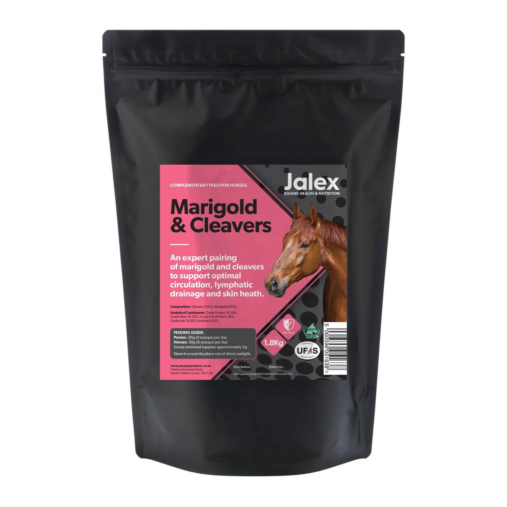Jalex Equine Marigold and Cleavers Horse Lymphatic and Urinary Support Supplement (1.8KG)