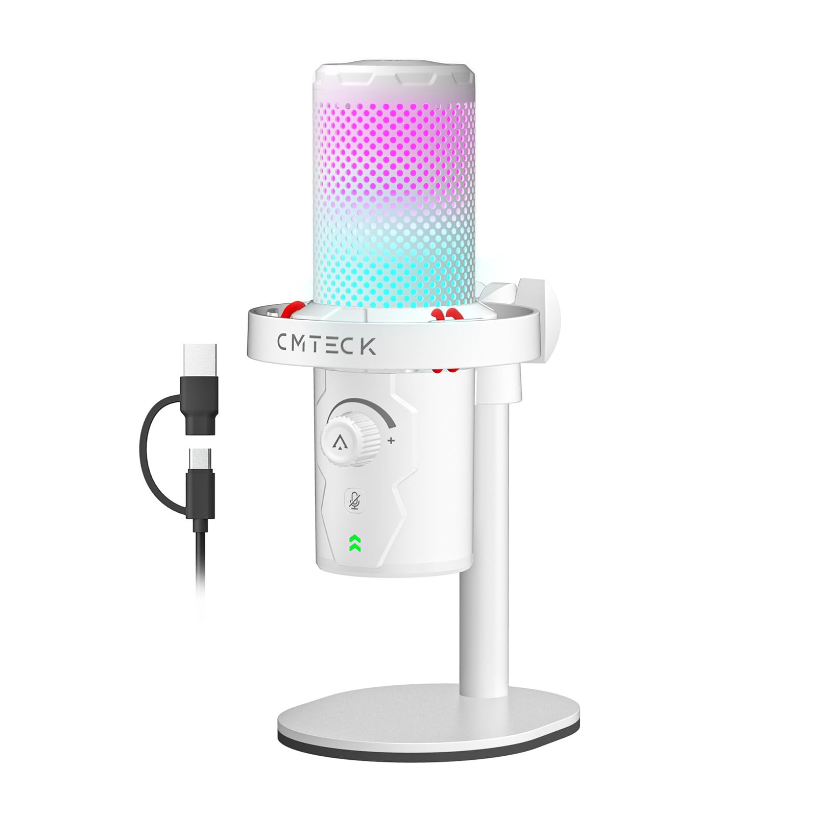 CMTECK USB Microphone for PC Gaming, Condenser Gaming Microphone with Quick Mute, RGB Indicator, Plug and Play, Desk Podcast Mic for Studio Recording, YouTube, Streaming, Compatible with PS4/5/PC-picture-13