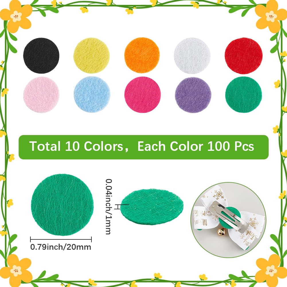 SUNNYCLUE Mini-Stoffkreise, bunte Filzformen, vorgeschnitten, nicht gewebt, weich, flach, rund, universell, Handarbeit, kleine Pads für DIY, Basteln, Haarspangen, Nähkleber, 1000 Stück