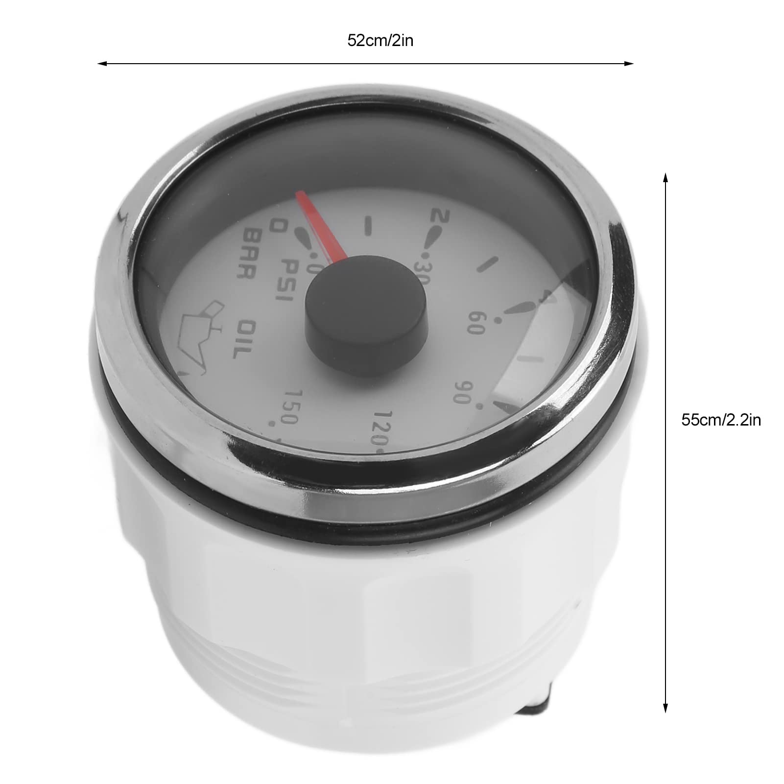 Indicatore di Pressione del Carburante, Indicatore di Pressione Dell'olio 52mm/2.0in 10‑184Ω Retroilluminazione Colorata Regolabile Universale per Auto e Barche(bianco) Manometro dell'olio Manometri