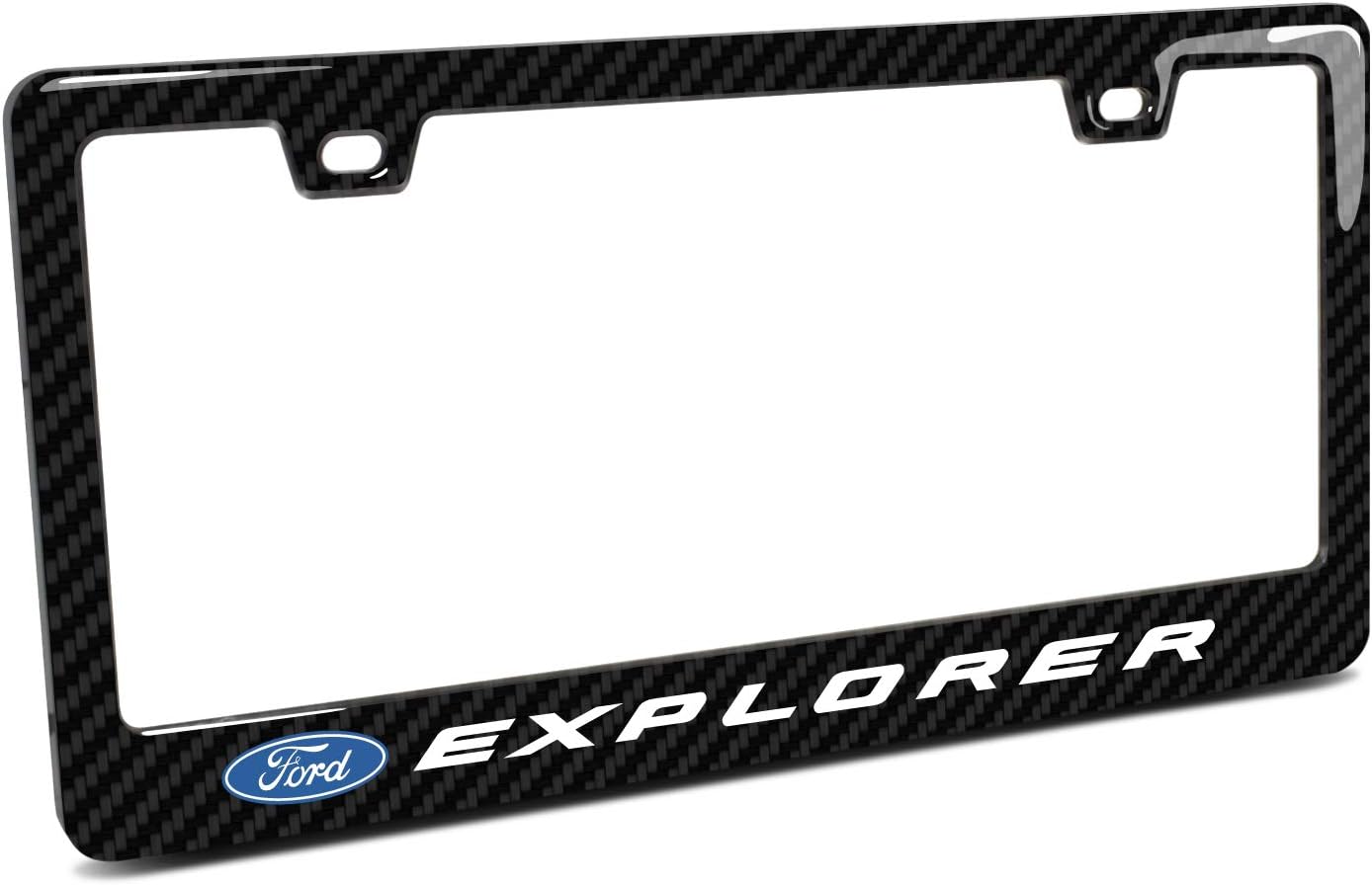 iPick Image for Ford Explorer Black Real 3K Carbon Fiber Finish ABS Plastic License Plate Frame