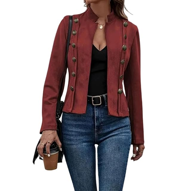 Womens Faux Suede Cropped Blazer Jacket Casual Business Open Front Long Sleeve Fall Coat