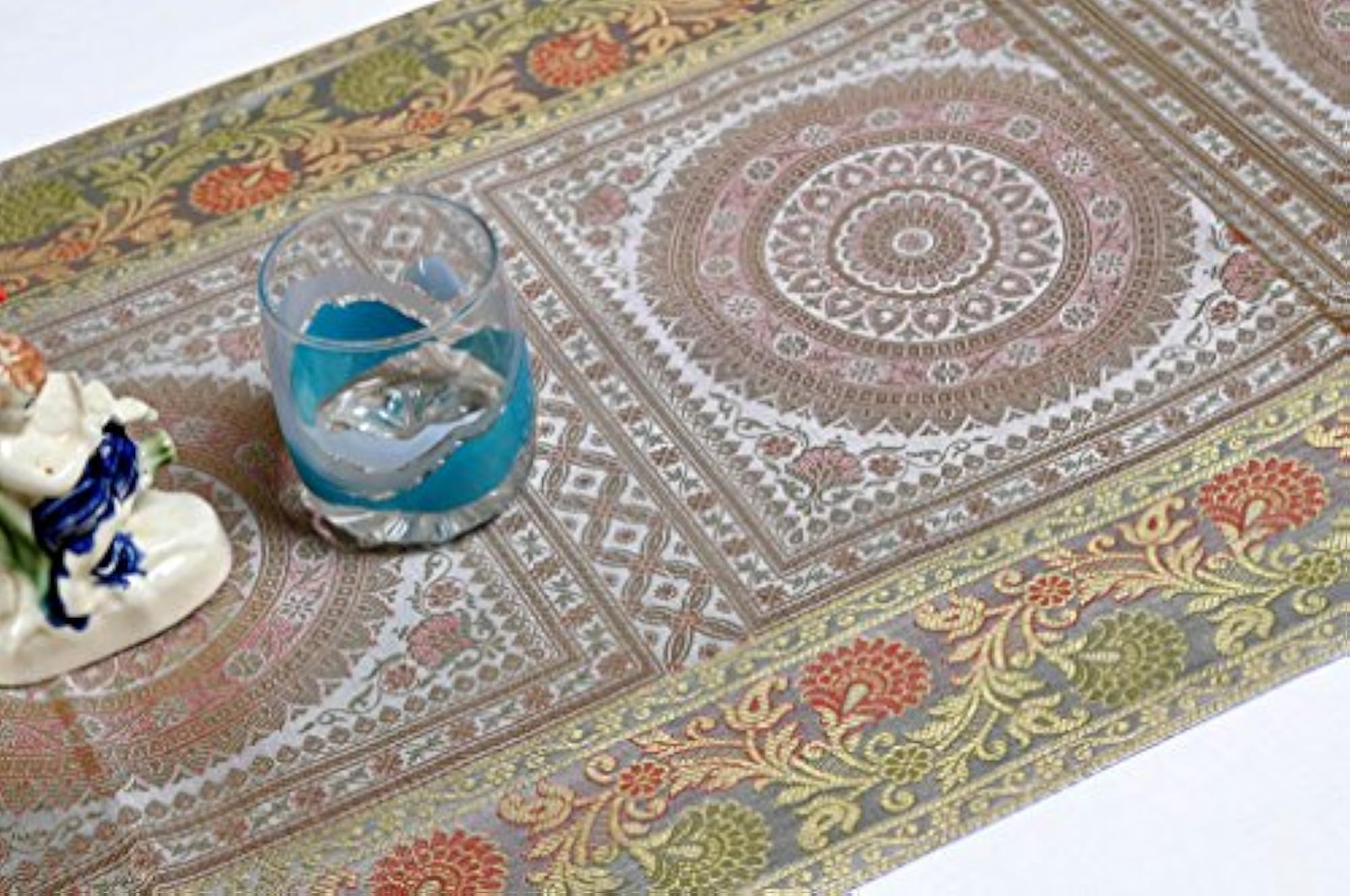 Lal Haveli Rectangle Shape Silk Table Runner for Wedding