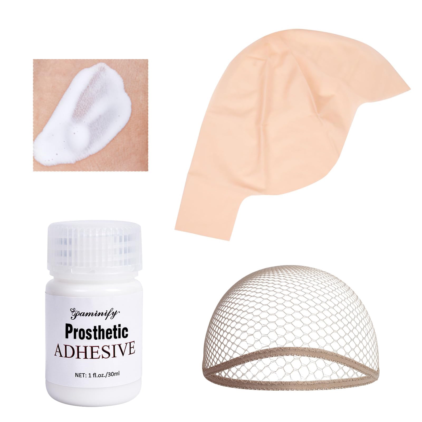 Latex Bald Cap SFX Makeup Kit,Bald Wig Cap with Skin Water-Based Acrylic Adhesive(Bonding Skin Glue) for Men Adult,Bald Caps Perfect for Halloween Costumes, Cosplay, and Theater