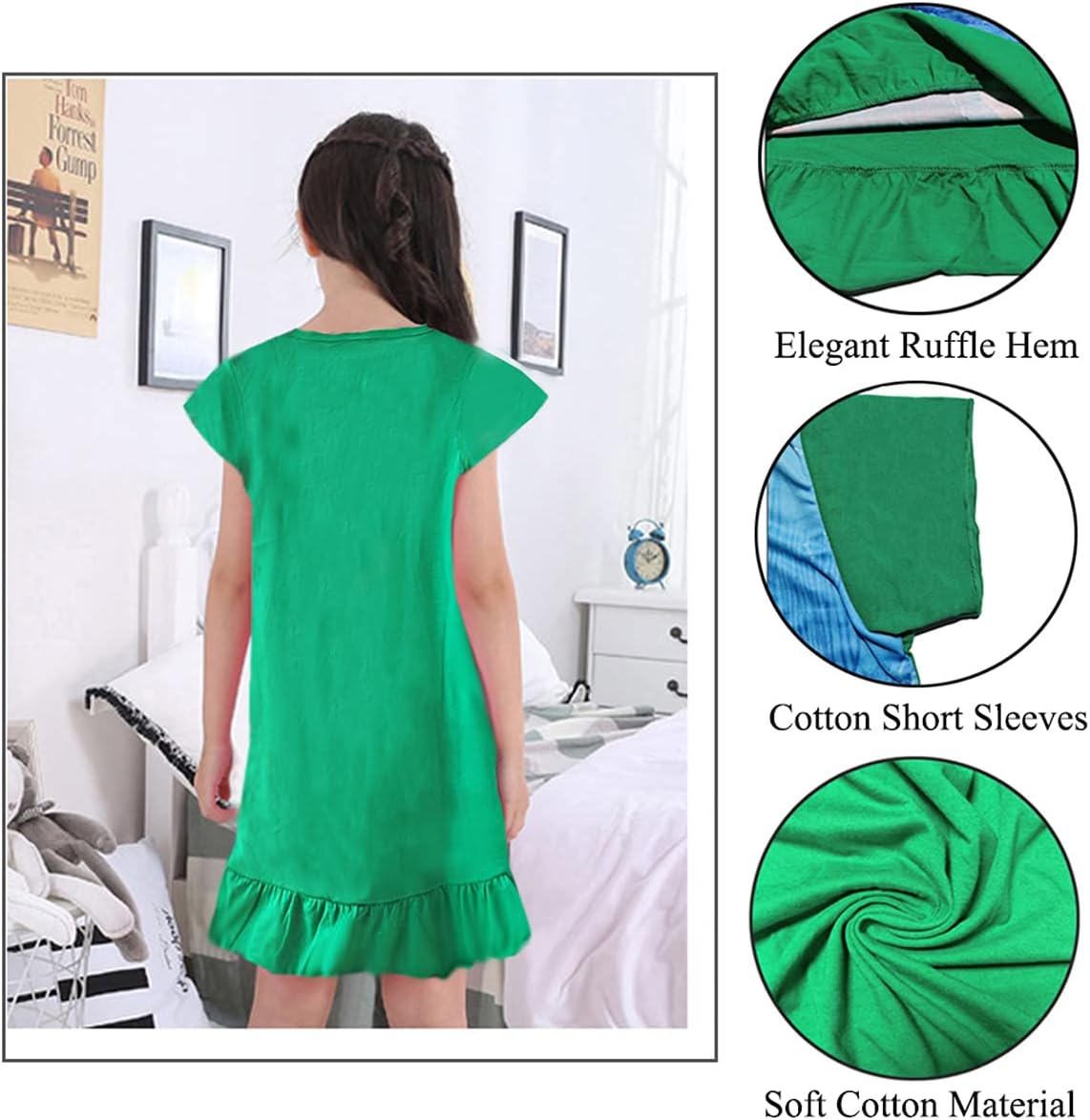 Toddler Girls Nightgown Cute Mermaid Princess Pajamas Dress Sleepwear Nightshirt - Image 3